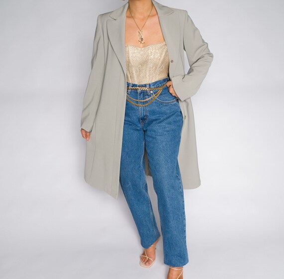 Vintage Sage Green 80s Long Blazer | Mint Green C
