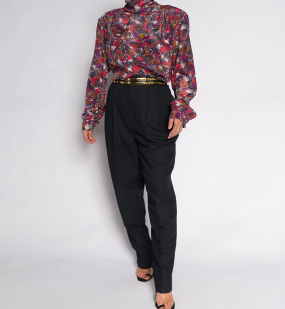 Vintage Geometric Abstract Charmeuse Blouse