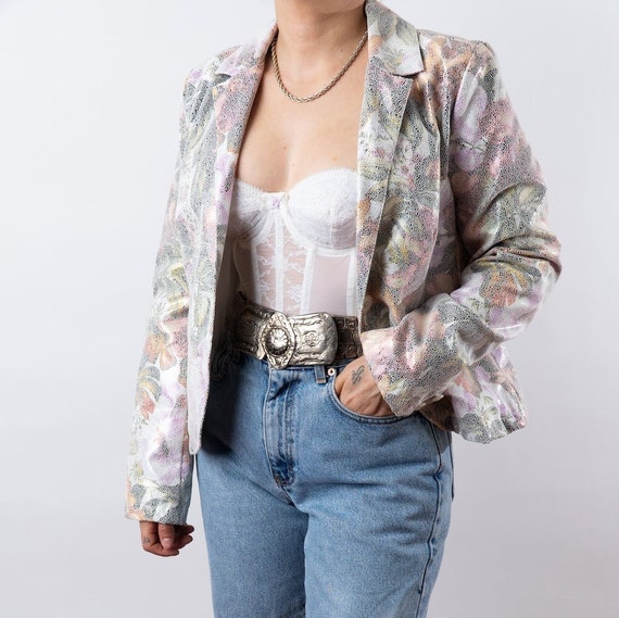 Bagatelle Pastel Italian Floral Tailored Blazer J… - image 1