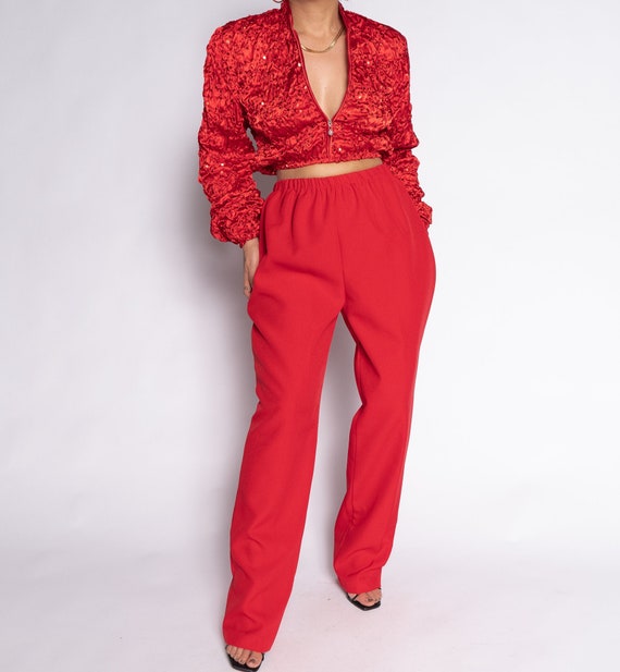 Sultry Sequin 90's Vintage Red Sequin Sports Top |