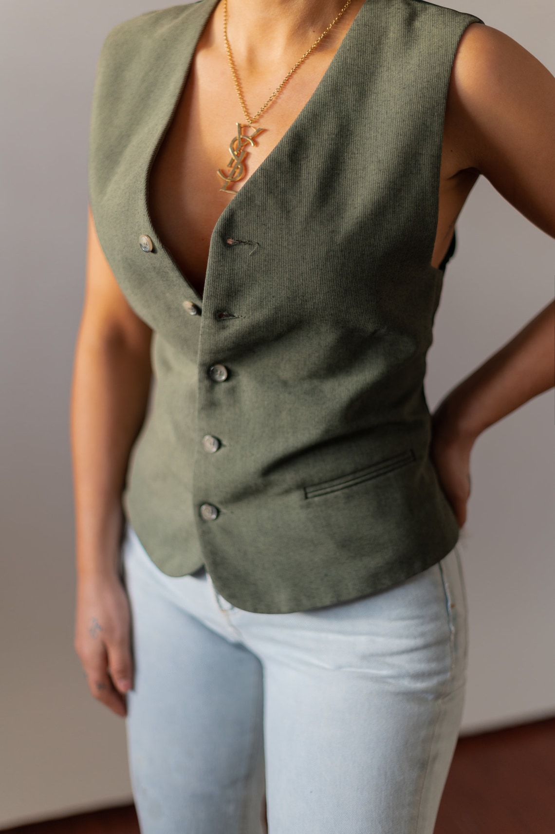 80s Green Mesh Top String Vest main image 0