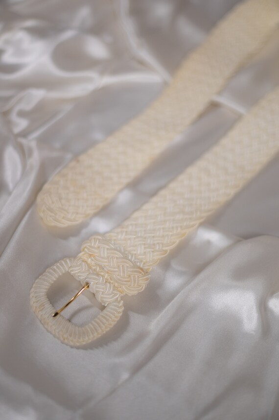 Vintage 90's White Raffia Belt | Vintage Clothing… - image 6