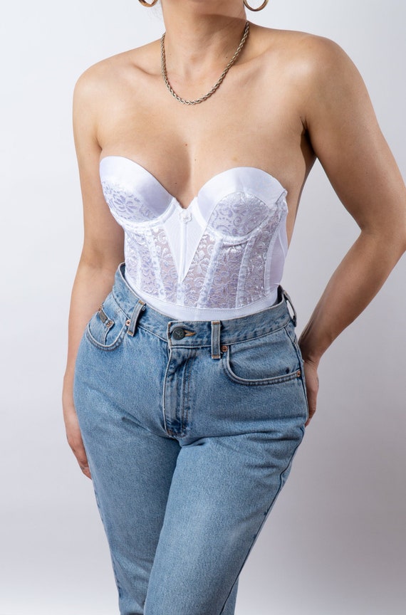 Vintage White Lace Bustier (32B)