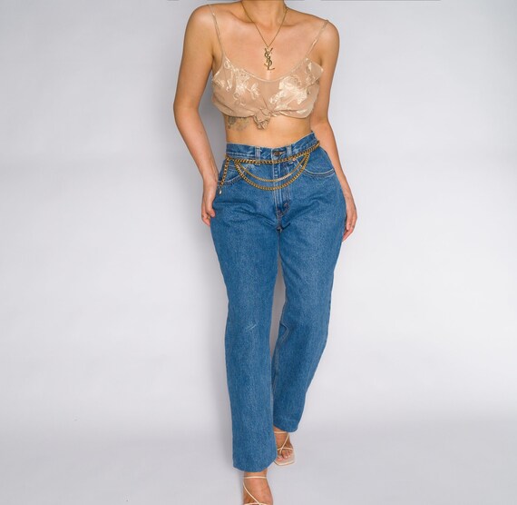 Versace Blue High Waisted Denim Trousers