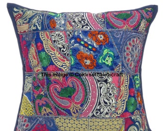 Khambadia Patchwork Pillow Cushion Cover 16x16", Handmade Home Decorative Flower Print Cushion pillow Cover Throw,Patchwork Cushion Cover