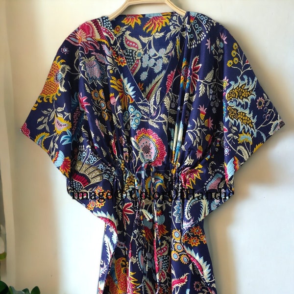 Cotton Short/Long Kaftan Dress Mogul Printed Kaftan, Women's Party caftan,Hippie Style Maxi,Indian Tunic, Loose dress for maternity