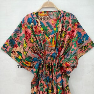 Cotton Short/Long Kaftan Dress, Floral printed Kaftan, Women's Party caftan,Hippie Style Maxi,Indian Tunic, Loose dress for maternity