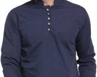 Indian Mens shirt Kurta/ Short Kurta Men Dress Shirt Wear/ Traditional Poly Cotton Indian Solid Men's Short Kurta/ Indian Cotton Kurta Item