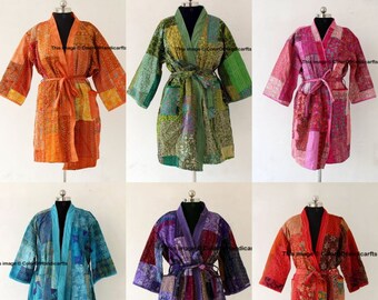 Recycled Vintage Silk Collar Kimono Jacket