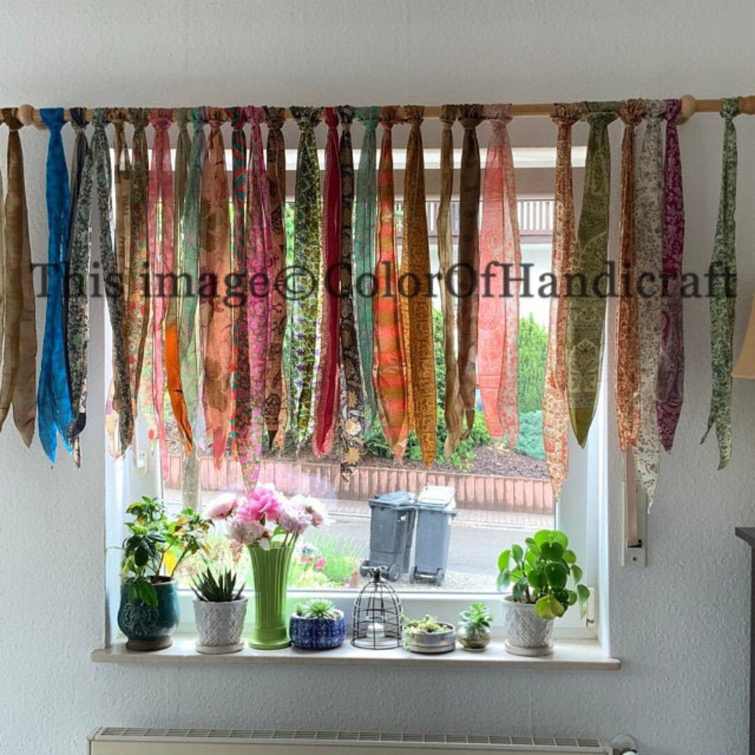 Lot De 100 écharpes Vintage En Soie Recyclée Sari - Fait Main En Inde, Multicolores, 3.5x80 Pouces