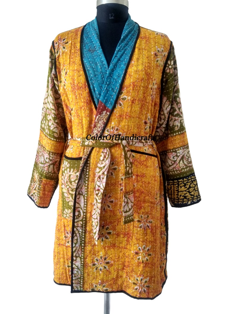 Bath Robe 100% Cotton Indian Handmade Kantha Stitch | Etsy