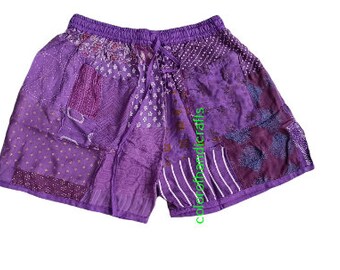 Unisex Purple Color Board Shorts Men's & Women's Shorts Beach Wear Rayon Patchwork Short Boho Shorts Night Wear Shorts Pajama Shorts