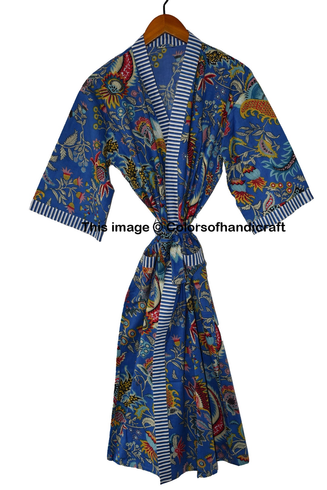 Indian Print Cotton Robe/ Floral Print Robe/ Swim Wear Robe/night Wear ...