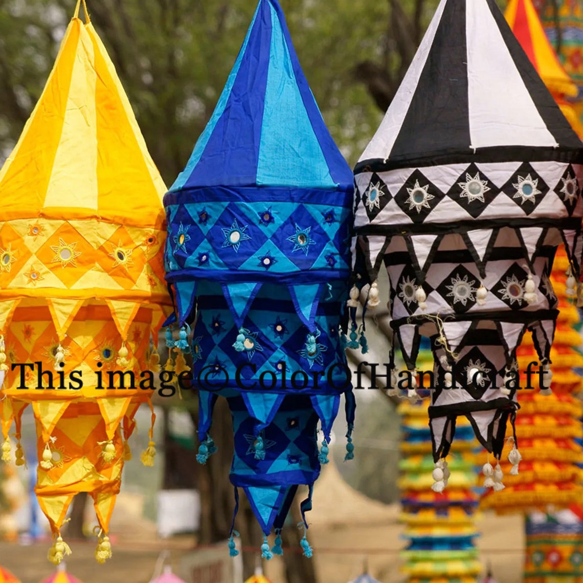 5 Pcs Of Cotton Fabric Lampshades Indian Wedding Decor Etsy