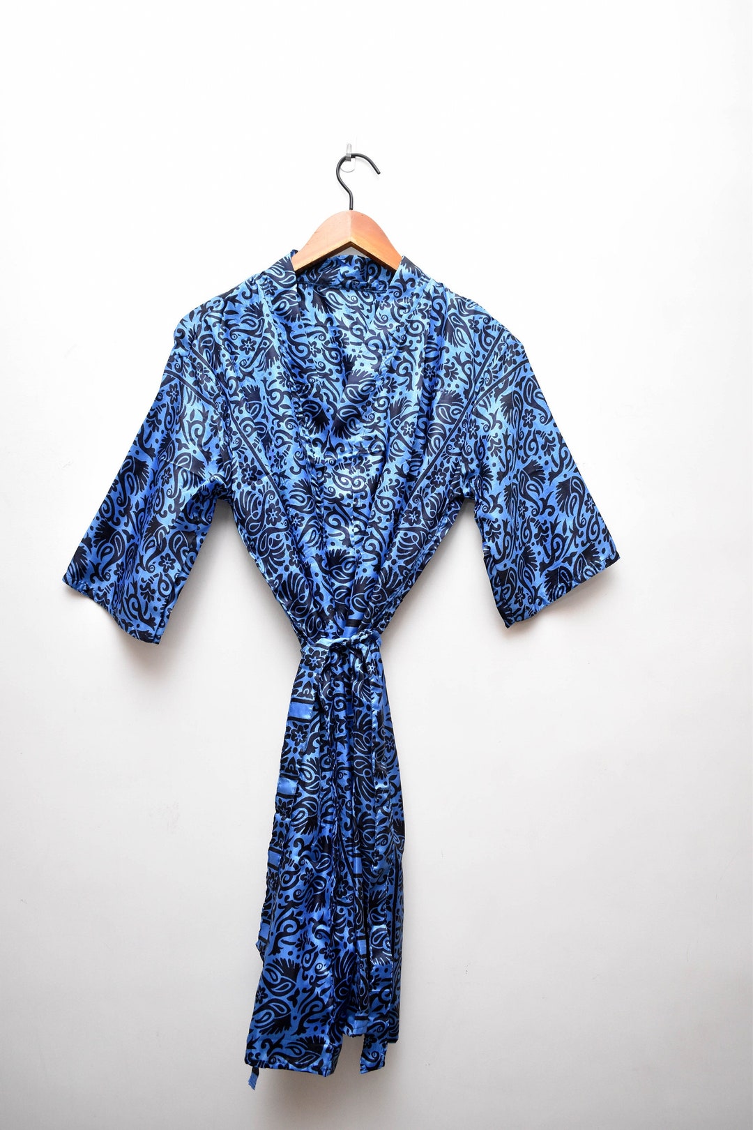 Sleepwear Bathrobe Jacket, Recycled Sari Robe Silk Saree Kimono