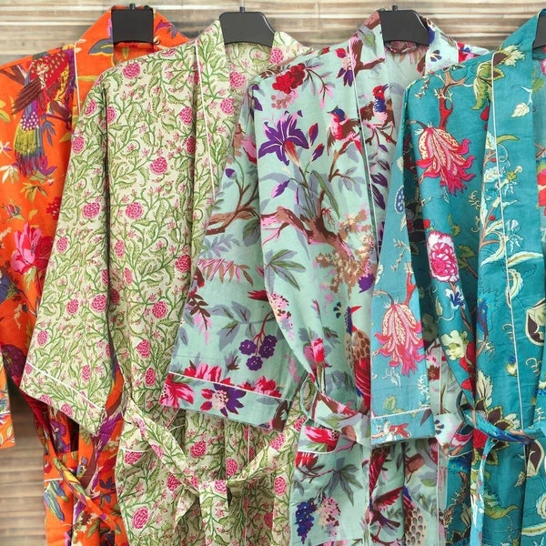 Kimono femme à imprimé floral, peignoirs de nuit, peignoirs kimono en coton, robe portefeuille longue, peignoir long, robe de chambre taille libre, maillot de bain peignoir de plage