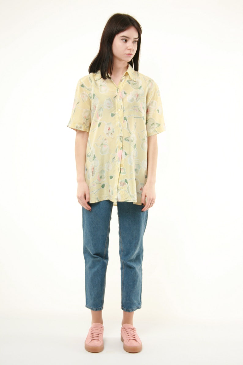 90s Vintage Vtg Rare Abstract Print Pattern Silk Crazy Festival Shirt Blouse AA239