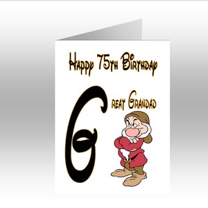 Biglietto d'auguri iniziale personalizzato stampato GRUMPY ~ Biancaneve e i 7 nani in formato A5 ~ per qualsiasi occasione, relazione, età