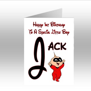 Tarjeta de felicitación A5 personalizada con la inicial de JACK JACK ~ Los Increíbles ~ Para cualquier ocasión, relación o edad