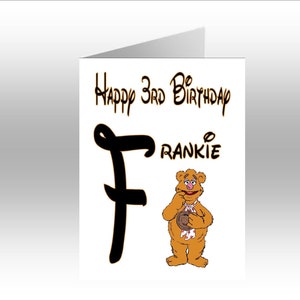 OURS FOZZIE imprimé personnalisé ~ carte de voeux A5 initiale des Muppets ~ toute occasion, relation, âge