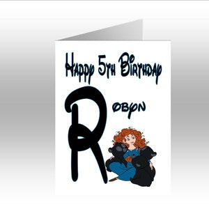 Biglietto di auguri personalizzato stampato MERIDA & CUBS ~ Brave Initial A5 ~ Qualsiasi occasione, relazione, età