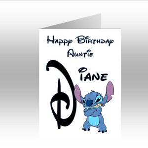 Personalised Printed STITCH ~ Lilo & Stitch Initial A5 Greeting Card ~ Any Occassion, Relation, Age