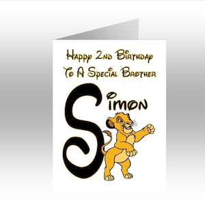 Personalised Printed SIMBA ~ The Lion King Initial A5 Greeting Card ~ Any Occasion, Relation, Age