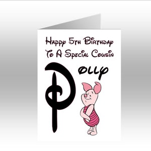 Tarjeta de felicitación A5 personalizada con la inicial del cerdito impresa ~ Para cualquier ocasión, relación o edad
