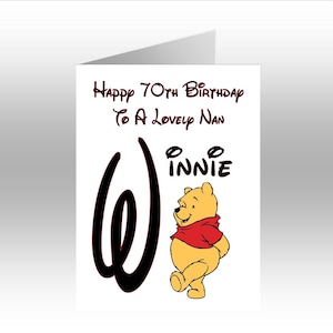 Carte de voeux A5 INITIALE personnalisée imprimée Winnie l'ourson ~ toutes les occasions, relation, âge