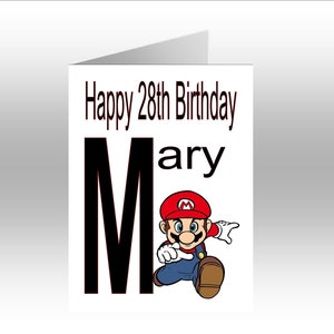 Personalised Printed MARIO ~ SUPERMARIO Initial A5 Greeting Card ~ Any Occassion, Relation, Age