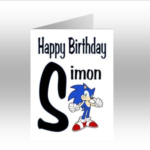 Carte de voeux initiale A5 SONIC HEDGEHOG imprimée personnalisée ~ toute occasion, relation, âge
