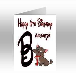 Personalised Printed BERLIOZ ~ Aristocats INITIAL A5 Greeting Card ~ Any Occassion, Relation, Age