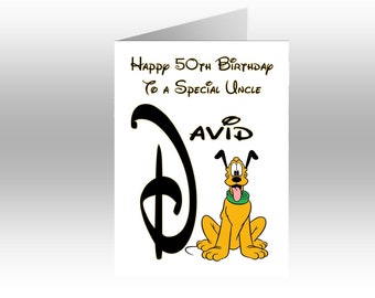 Personalised Printed PLUTO INITIAL A5 Greeting Card ~ Any Occassion, Relation, Age