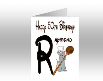 Personalised Printed REMY ~ RATATOUILLE Initial A5 Greeting Card ~ Any Occassion, Relation, Age