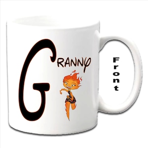 Personalised Initial With EMBER ~ Elemental Character Printed White Mugs