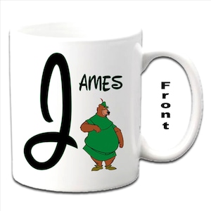 Personalised Initial With LITTLE JOHN ~ Robin Hood Character Printed White Mugs