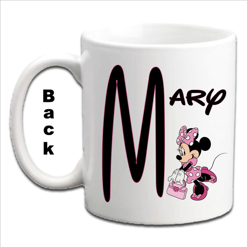 Tazas blancas personalizadas con inicial impresa de MINNIE MOUSE imagen 6