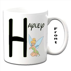 Personalised Initial With TINKERBELL ~ Peter Pan Character Printed White Mugs