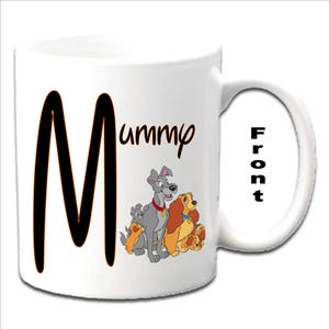 Personalised Initial With Lady & The Tramp Family Character Printed White Mugs