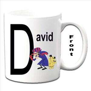 Personalised Initial With DASTARDLY & MUTLEY Character Printed White Mugs