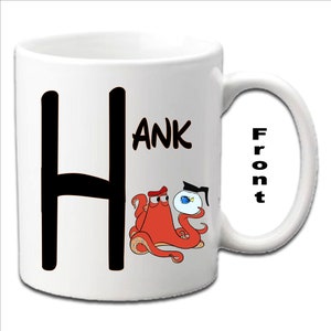 Personalised Initial With HANK ~ Finding Nemo Character Printed White Mugs