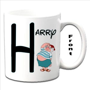 Personalised Initial With SMEE ~ PETER PAN Character Printed White Mugs