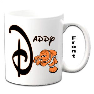 Personalised Initial With NEMO & MARLIN ~ Finding Nemo Character Printed White Mugs