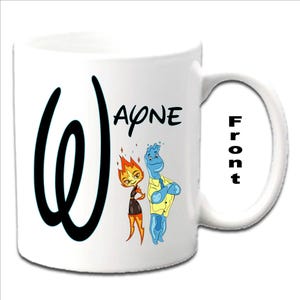 Personalised Initial With WADE & EMBER ~ Elemental Character Printed White Mugs
