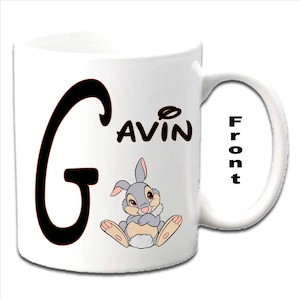 Personalisierte Initiale mit THUMPER ~ Bambi-Charakter gedruckte weiße Tassen