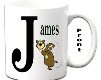 Personalisierte Initiale mit YOGI BEAR Charakter gedruckten weißen Tassen