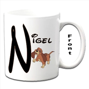 Personalised Initial With COPPER  ~ Fox & Hounds Character Printed White Mugs