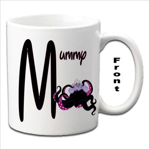 Personalised Initial With URSULA ~ Little Mermaid Character Printed White Mugs
