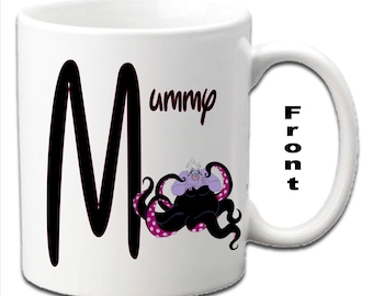 Tazas blancas personalizadas con inicial de ÚRSULA ~ Personaje de La Sirenita