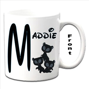 Personalised Initial With 3 Bears ~ Brave Character Printed White Mugs